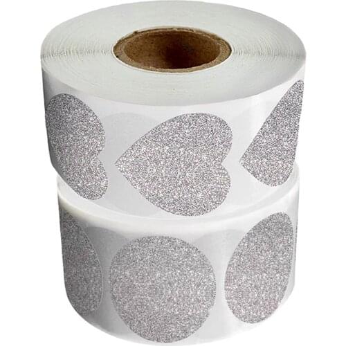 300 Pcs/roll Shiny Heart Round Stickers Seal Labels Business Commodity Decoration Sticker Seal Handmade Gift Labels Stationery