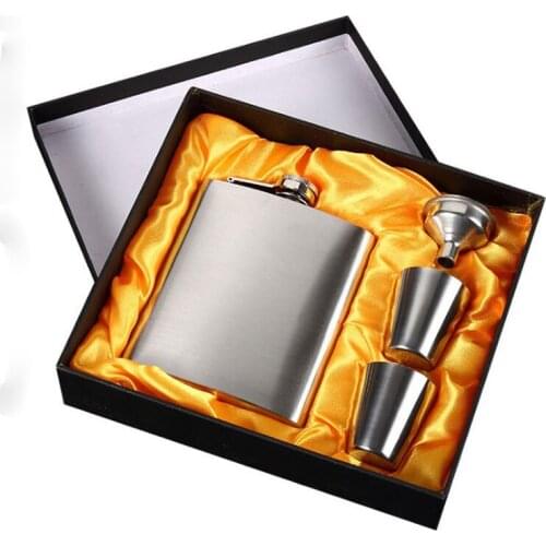 7oz Portable Stainless Steel Hip Flask Flagon Whiskey Wine Pot Bottle + Funnel + Cup Travel Tour Classic Outdoor tableware