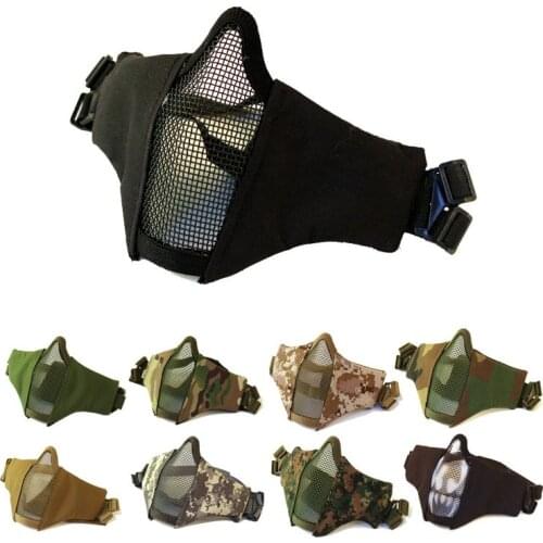 Tactical Camo Balaclava half Face Mask Paintball Airsoft military CS Cover cops Mesh Steel Wire Breathable Hunting Outdoor