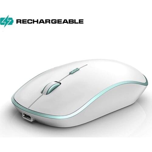Wireless Mouse, Ultra-Quiet Rechargeable Cordless Mouse With USB Receiver,3 Adjustable DPI For PC Laptop Chromebook,Pink-Blue