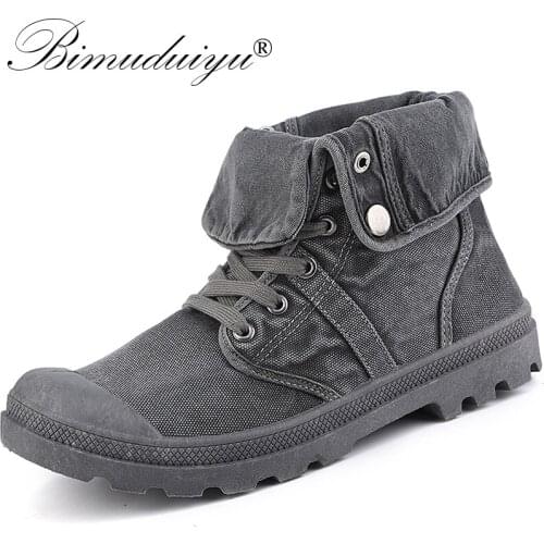 BIMUDUIYU 2020 Canvas Shoes Men Boots Leisure High Top Ankle Boot For Male Spring Autumn Boots Casual Zapatos Hombre