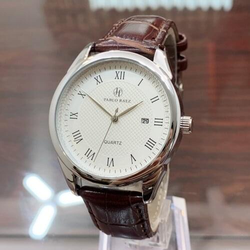 PABLO RAEZ Male Clock Quartz Watch Men Top Brand Luxury Famous WristWatch Business Date Leather Relogio Masculino Waterproof