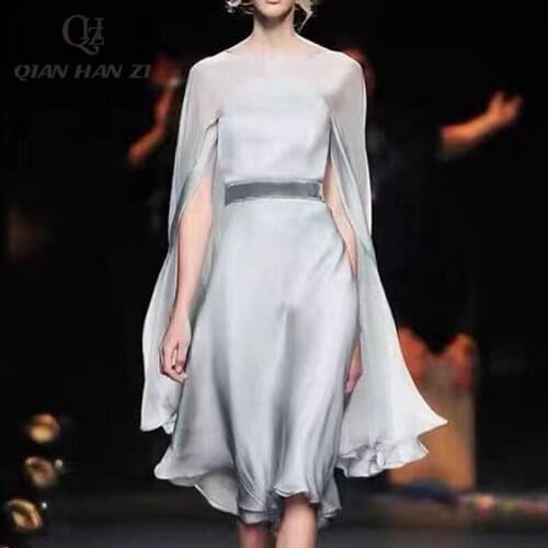 Qian Han Zi designer high-end custom fashion runway dress vintage High slit long sleeves Elegant Party dress for 2021 new woman