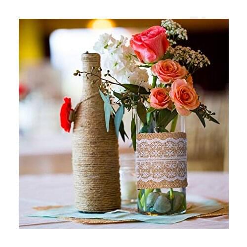 Burlap Ribbon Rolls with Lace Jute Twine for DIY Handmade Wedding Party Crafts