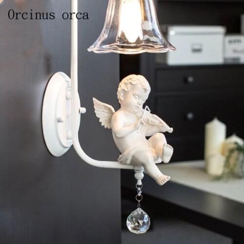 European Angel creative wall lamp modern minimalist living children room bedroom lamp Personality decorative lamp Postage free