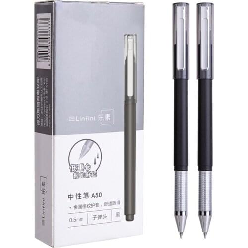 0.5mm Gel pen Send Refill Business Office ABS signing pen Bold Carbon pen black write Student Signature pen set