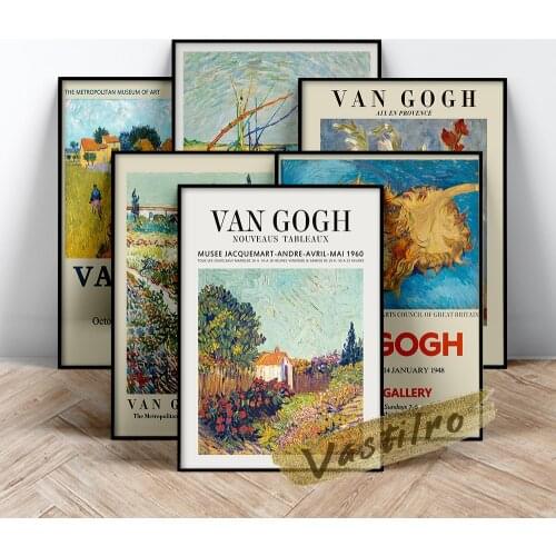 Vincent Van Gogh Famous Classic Poster, Two Cut Sunflowers Painting, Vase With Gladioli Art Prints, Van Gogh Vintage Wall Art