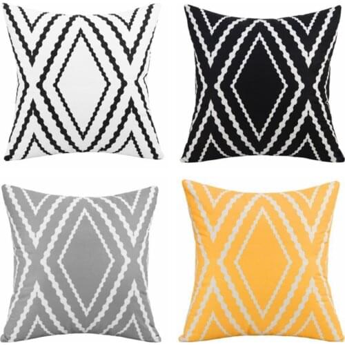 Short Plush Pillowcase Cushion Cover Creative Geometric Printing Square/Rectangle Throw Pillow Cover Case for Household Office
