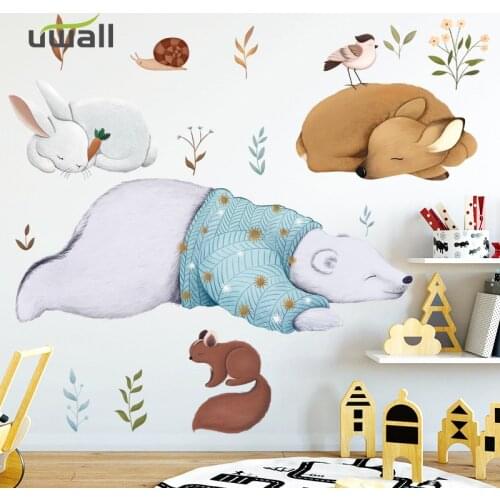 Creative Cute Polar Bear Wall Stickers For Kids Rooms Home Decor Stickers Baby Child Bedroom Wall Decoration Anime Sticker