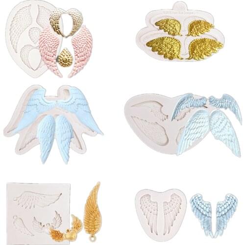 Angel Wings Fondant Silicone Molds Baby Birthday Cake Decorating Tools Cupcake Resin Clay Molds Kitchen Baking Accessorie M536