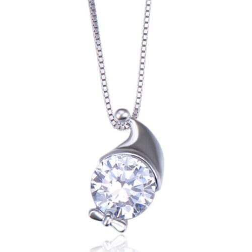 Hot sale inlaid zirconium clown hat 925 real silver necklace pendants women trendy jewelry