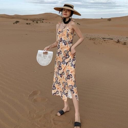 Fashion Summer Beach Long Dress Ladies Elegant Vacation Clothes Sexy Strapless Backless Retro Floral Print Robe Party Sundress