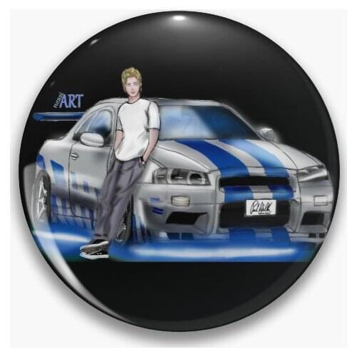 For Paul Fast And The Furious Soft Button Pin Badge Lapel Pin Metal Cartoon Creative Fashion Jewelry Funny Women Decor Collar
