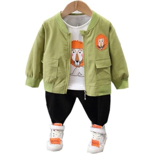 New Spring Autumn Children Boys Clothes Baby Girls Cartoon Jactek T-Shirt Pants 3Pcs/set Toddler Casual Clothing Kids Tracksuits
