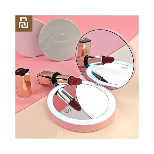 New Youpin LED light portable mirror charging with small folding net red vanity mirror flip light small round mirror