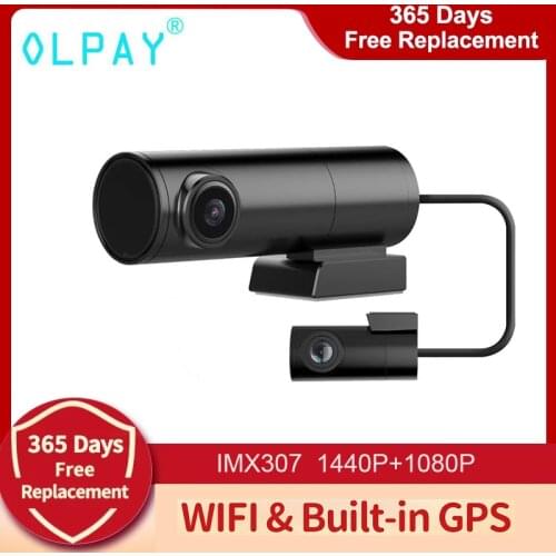 OLPAY Dual Lens 2K WiFi GPS Logger Car DVR Full HD 1440P + 1080P WDR Night Vision Dual Camera 170 Degree Dash Cam Video Recorder