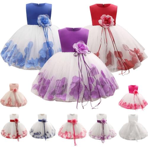 Baby Girls Flower Princess Dress 1 2 Years Old Birthday Party Christening Gown Kids Children Bridesmaid Wedding Dress 3-10 Years
