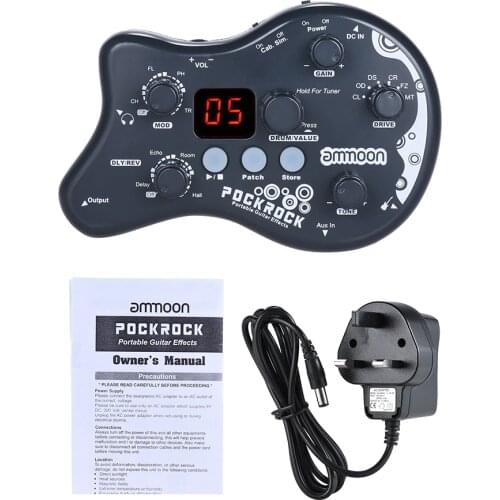 Ammoon PockRock Portable Guitar Multi-effects Processor Effect Pedal 15 Effect Types 40 Drum Rhythms Tuning Function