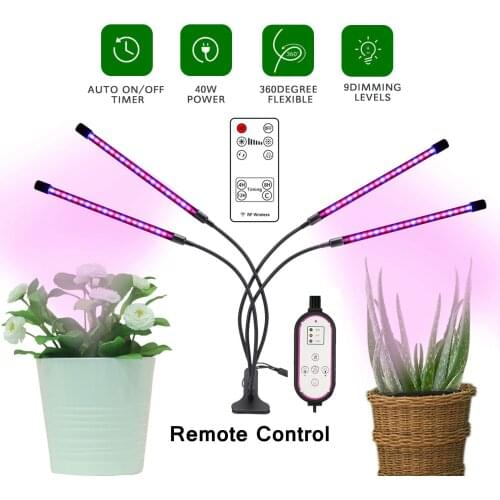 RF Remote Control LED Clip Plant Growth Light USB Remote Control Dimming Timing Plant Supplement Light Gardening Light