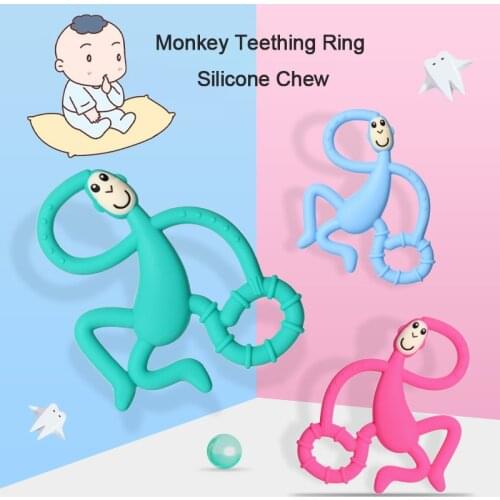 Silicone Baby Teether Toys Toddler Monkey Teething Ring Chew Dental Care Toothbrush Nursing Bead Baby Shower Gifts
