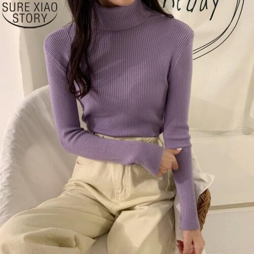 Turtleneck Sweater Women Pullover Sweater Long Sleeve Solid Fashion 12 Colors Winter Clothes Women 2021 Knitwear Tops 10816