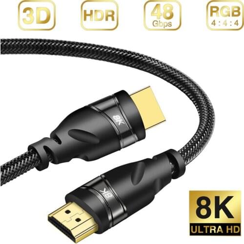8K HDMI Cable High Speed 48Gbps 8K@60Hz 7680P Dolby Vision, HDCP 2.2, 4:4:4 HDR eARC Compatible with Apple TV