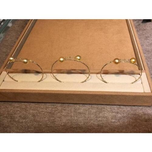 Y723 Pearl Bangle Fine Jewelry Solid 18K Gold Round 8-9mm Nature Sea Water Golden Pearls Bangles for WOmen Fine Presents