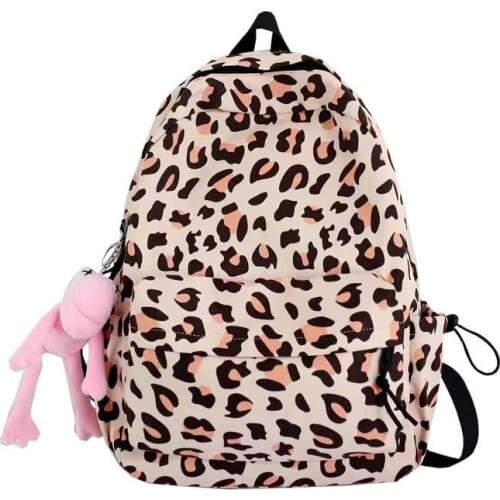 South Korean fashion leopard print backpack 2021 new former sufeng leisure large capacity schoolbag college wind female backpack