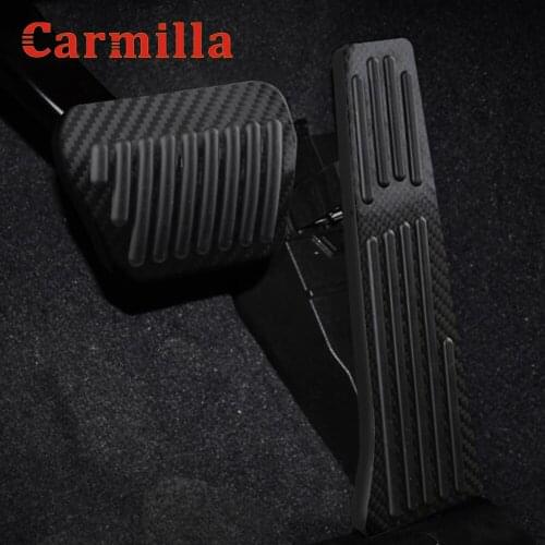 Carmilla AT Carbon Fiber Car Pedal Protection Cover for BMW 1 Series F20 F21 2010 - 2019 2Pcs Auto Gas Brake Pedals Protector
