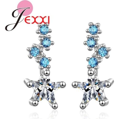 Cute Twinkling Bear With Snowflake Shape Female Earrings Stud 925 Silver Jewelry For Christmas Wedding Proposal Engagement