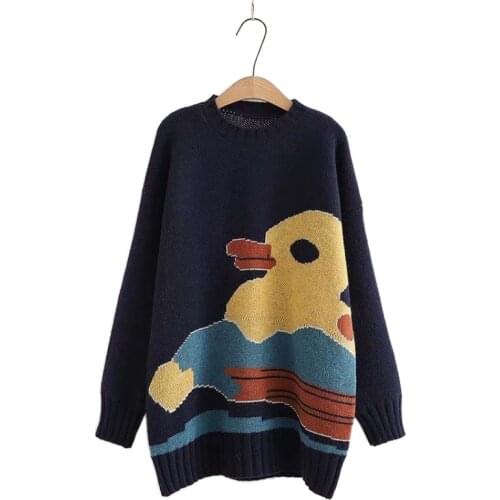 Oversized Jumpers Women Duck Sweater 2021 Winter Warm Knit Pullovers Full Sleeve O-neck Korean Fashion Female Harajuku Top