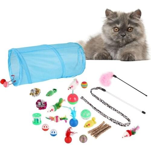 20 Pcs Pet Cat Toys Set Assorted Teaser Cats Exercise Toys Wand Toy, Mouse, Sisal Ball pet toy for cats 1