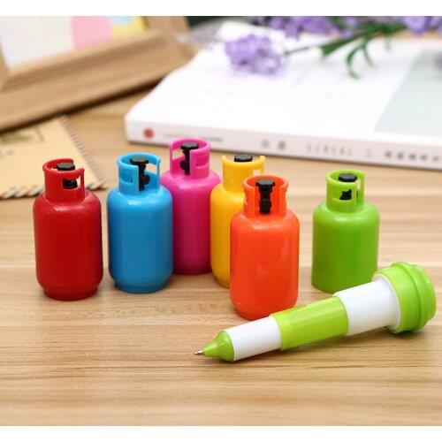 50PCS Koreas New Students Learn Creative Gas Tank Telescopic Ballpoint Pen Office Supplies Can Stand Desktop Pen Stationery