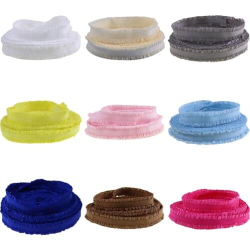 9 colors 13mm elastic ribbon, ruffled lace ribbon 10yards/lot retail packing