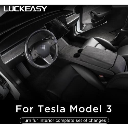 LUCKEASY interior patch for Tesla Model 3 2017-2020 Turn fur interior full set of remodel ( GRAY