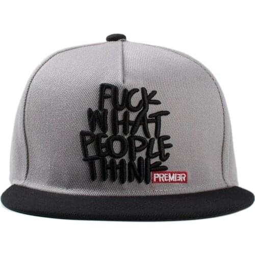 WHAT PEOPLE THINK Embroidered Snapback Baseball Cap For Men Women Summer Kpop Flat-Brimmed Visor Hat Cotton Unisex Hip Hop Caps