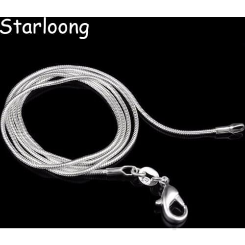 10pcs/lot 2mm (16" 18" 20" 22" 24inch) 925 silver plated Snake Chain Lobster Clasp Necklace Jewelry Findings Retail Wholesale