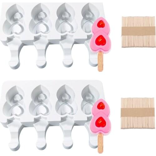 Ice Tray Cream Mold DIY Homemade Soft Molds Freezer Juice 4 Cell Ice Cube Diamond Block Pop Barrel Maker Mould Tool