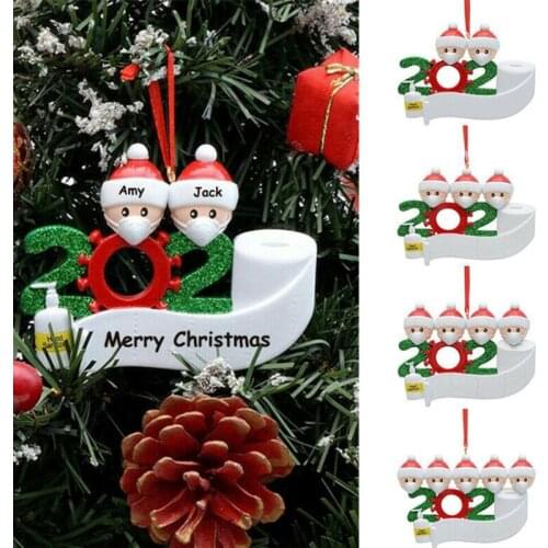 2020 Quarantine Christmas Party Decoration Gift Santa Claus With Mask Personalized Xmas Tree Ornament All Series