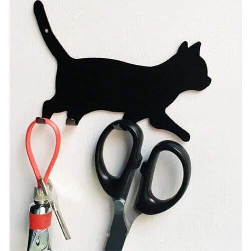 Cat Metal Adhesive Hook Free Punch Seamless Hook Sticky Wall Hanging Clothes Storage Rack Kitchen Bathroom Tool Accessories