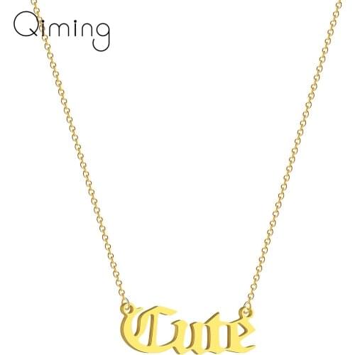 Lovely Letter Words Cute Women Necklace Female Girls Stainless Steel Everyday Jewelry Accessories Handmade Necklaces