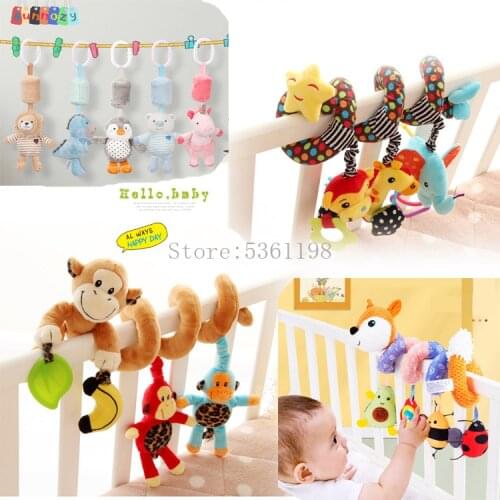 Baby Toys 0-12 Months Plush Rattle Crib Spiral Hanging Mobile Infant Newborn Stroller Bell Graphic Cognition Toys For Toddlers