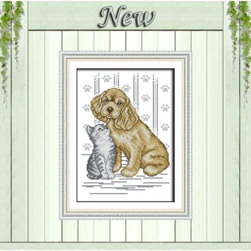 Cat and Dog animal diy decor painting counted print on canvas DMC 14CT 11CT Chinese Cross Stitch Needlework Sets Embroidery kits