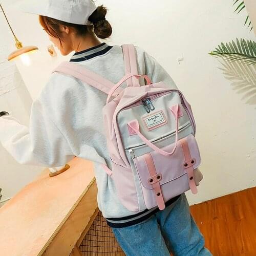 2021 New Nylon Anti-theft Backpack Fashion Lady Bagpack Cute Girl School Bag Solid Color Woman Bags Large Capacity Dames Rugsak