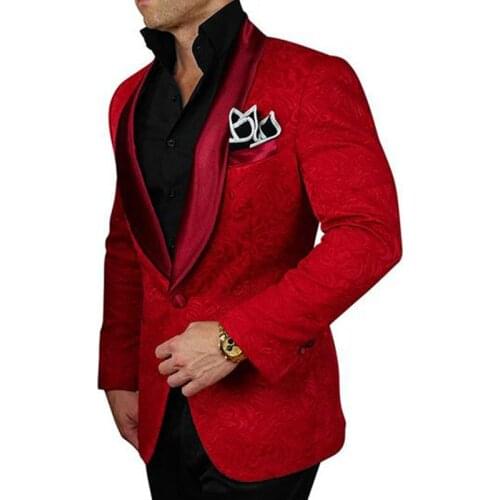 New Style Red Wine Groomsmen Shawl Lapel Groom Tuxedos Men Suits Wedding Best Man Blazer (Jacket+Pants)