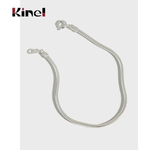 Kinel Korean Version Authentic 925 Sterling Silver Bracelet INS Minimalist Round Snake Bone Chain Jewelry