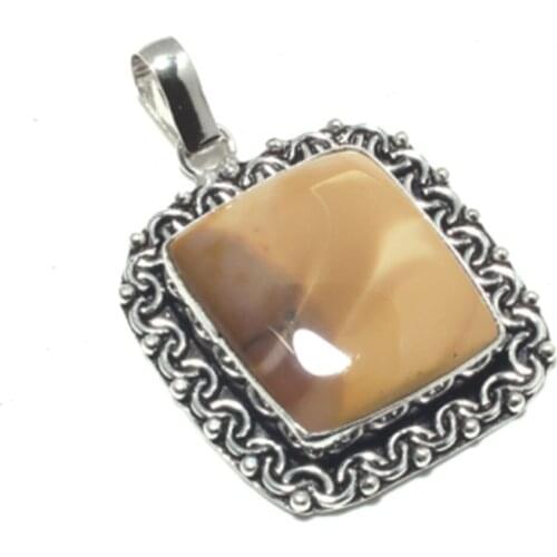 Genuine Mookaite Jasper Pendant Silver Overlay over Copper , Hand made women Jewelry gift