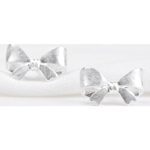Hot Popular New Fashion Korean Sweet 925 Sterling Silver Jewelry Bow Brushed Small Fresh Earrings E026
