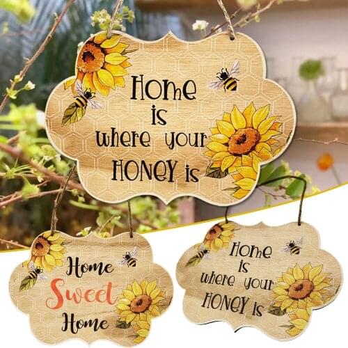Bee Festival Ornaments Wooden Durable Home Decoration for hang on Doors Walls Entrances GQ