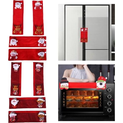Christmas Refrigerator Door Handle Cover 4pcs Kitchen Non-slip Gloves Appliances Glove Protector Festival Ornaments